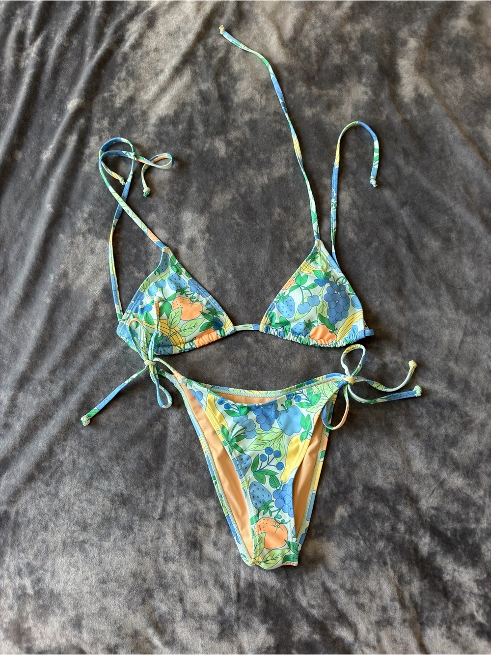 Cotton On Floral Triangle Bikini Set in Blue, Green, Yellow, Orange